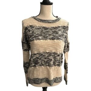 Double Agent Chunky Knit Striped Sweater Neutral Cream and Black, Women’s Medium
